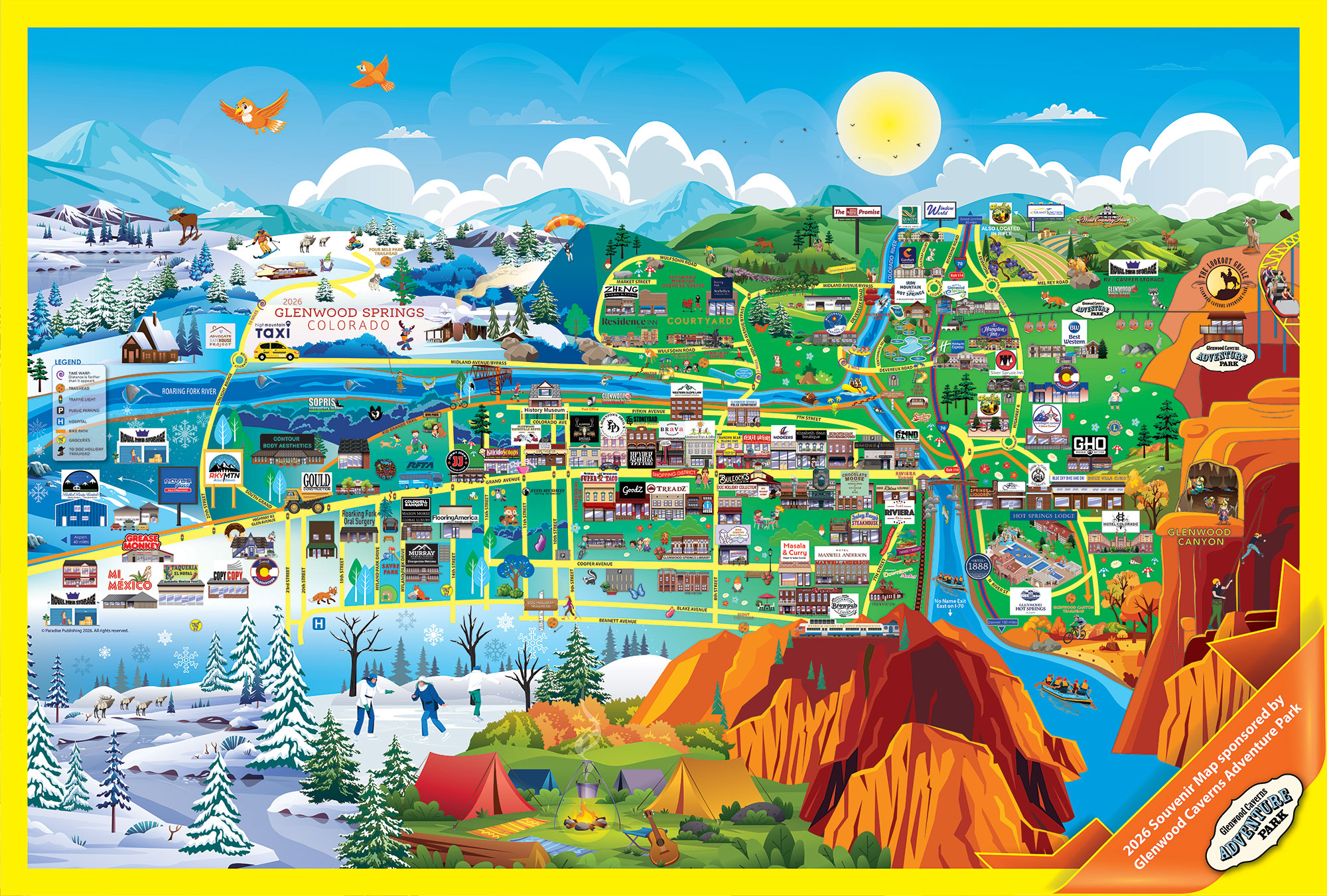Glenwood Colorado Cartoon Map