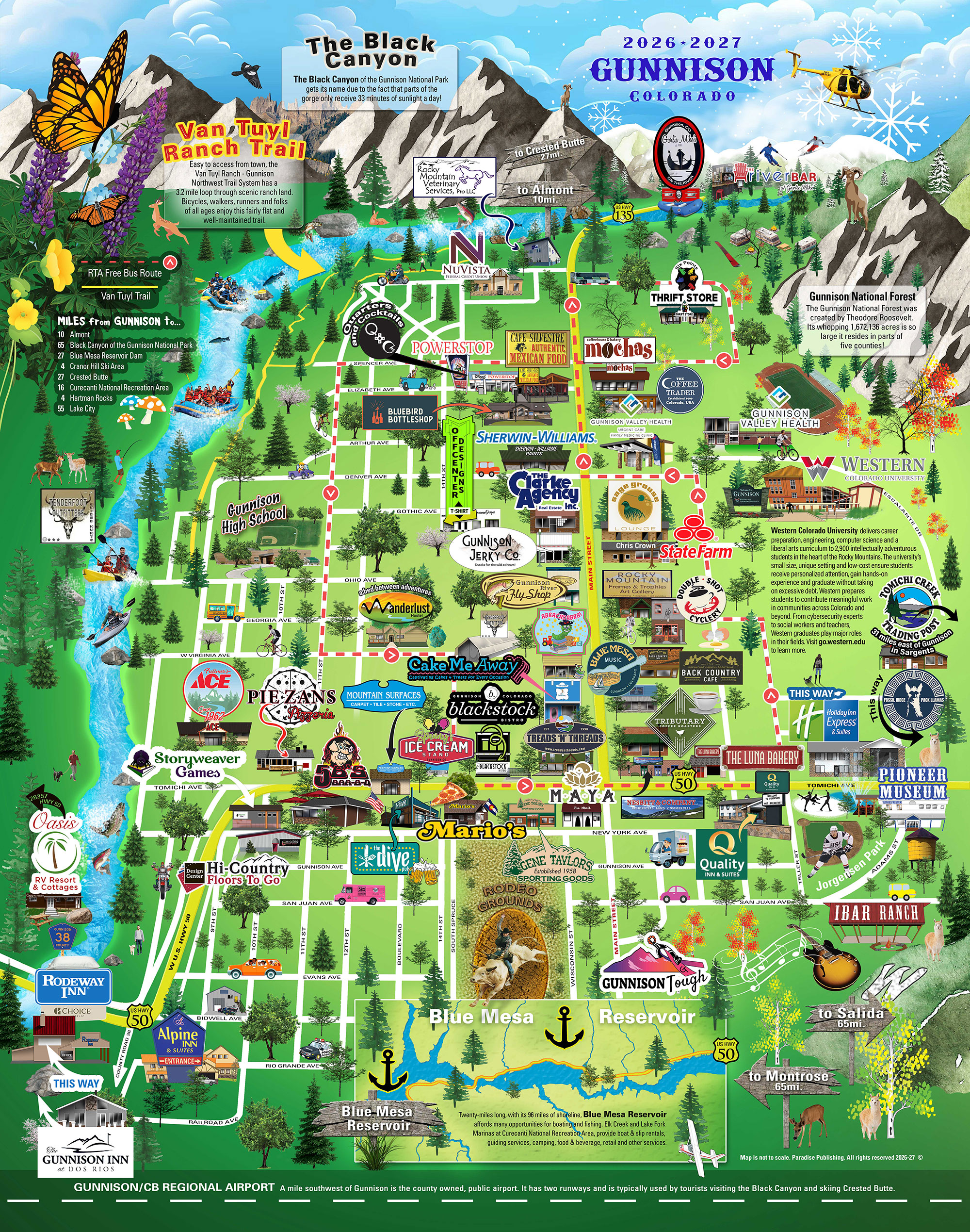 Gunnison Colorado Cartoon Map