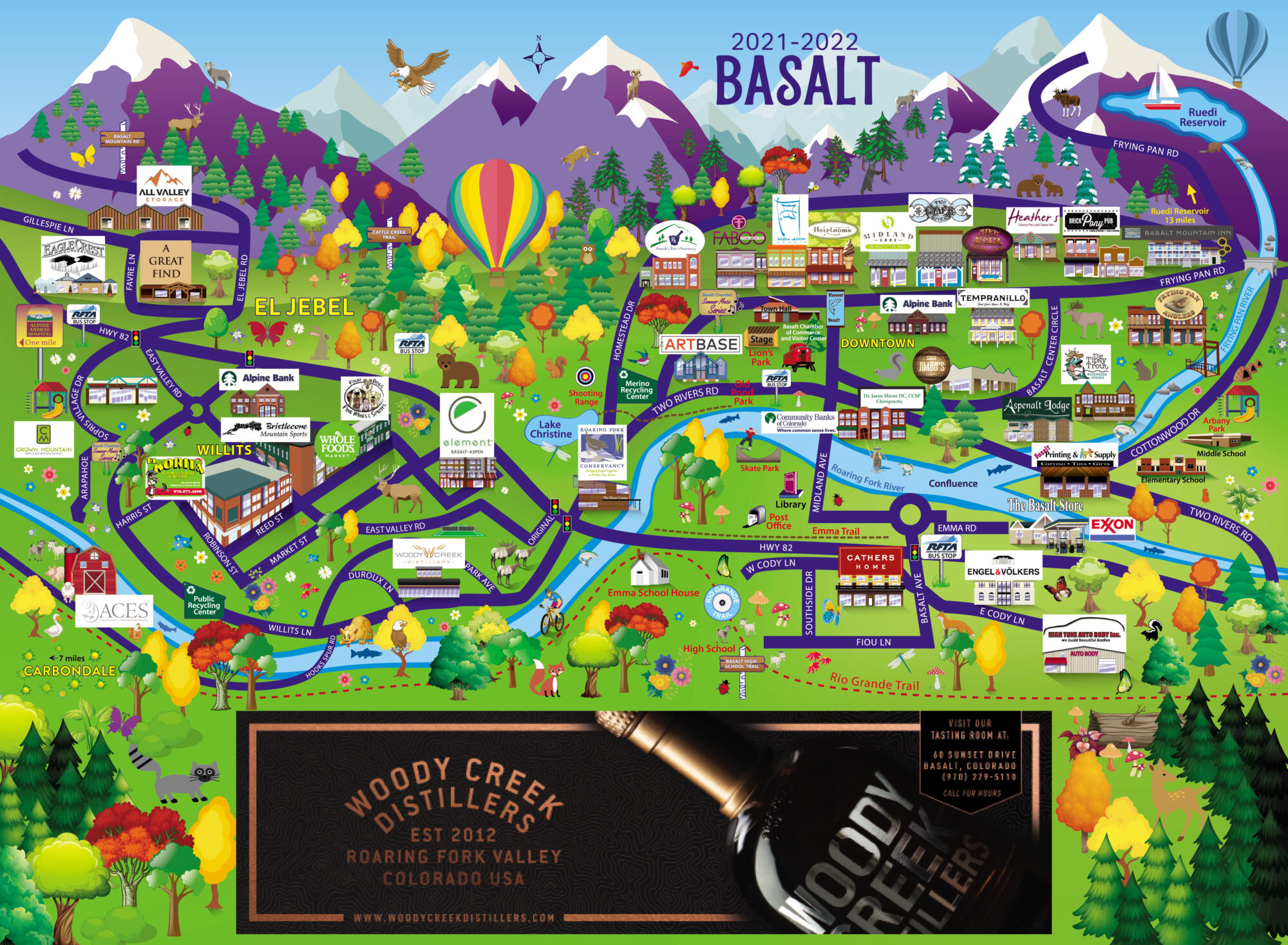 Basalt Colorado Cartoon Map